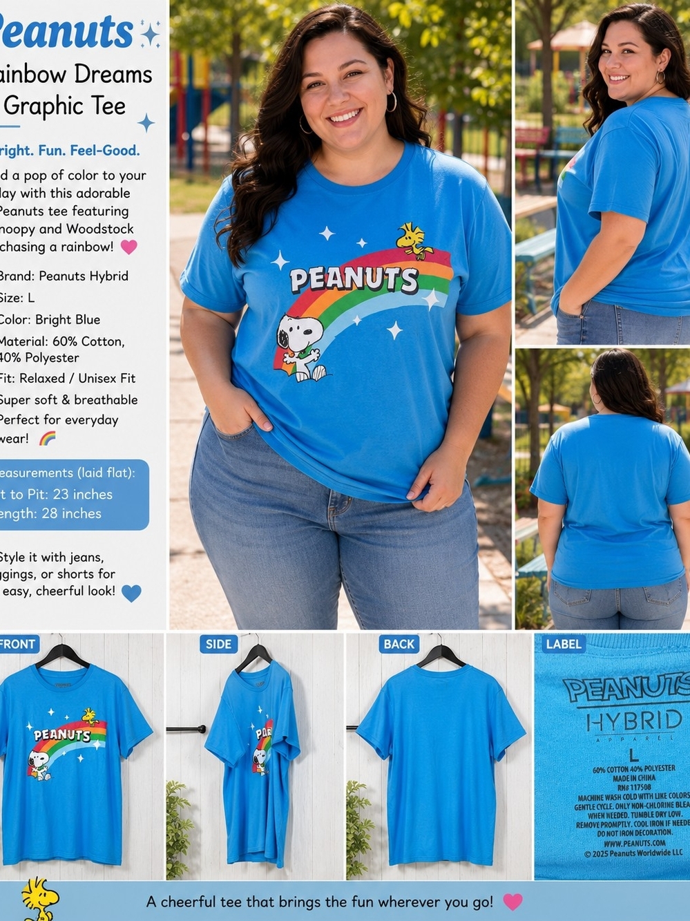 P140 🌈🐾 Snoopy Somewhere Over the Rainbow Tee 🐾🌈